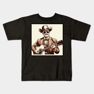 Guitar Strumming Cowboy Kids T-Shirt